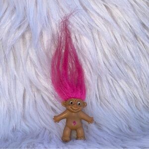 Vintage Treasure Troll Pink Hair With Pink Bellybutton Jewel - Pencil Topper